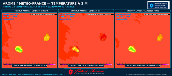 ILES SOEURS: Maurice/Réunion: tendances météo des prochaines 36h , 24/09/2026