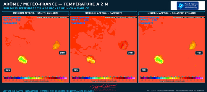  ILES SOEURS: Maurice/Réunion: le 25/09/26 : tendances météo des prochaines 36h 