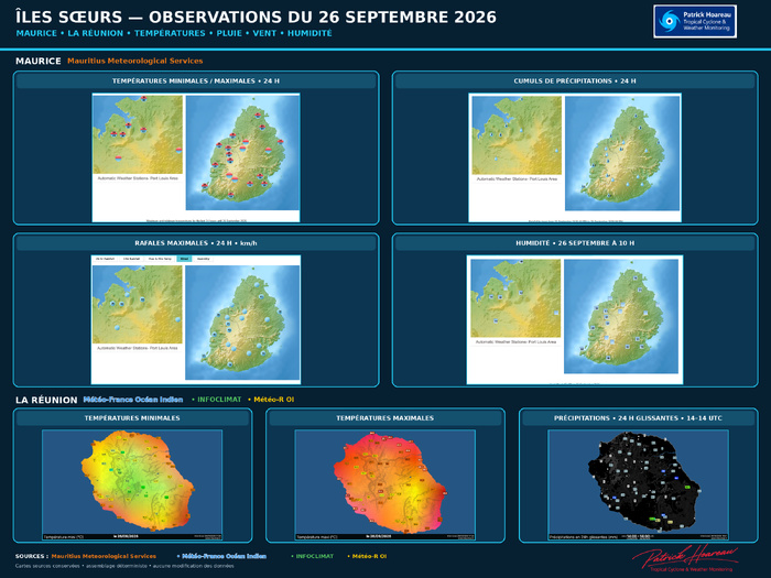  ILES SOEURS: Maurice/Réunion: le 26/09/26 : tendances météo des prochaines 36h 