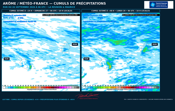ILES SOEURS: Maurice/Réunion: le 26/09/26 : tendances météo des prochaines 36h ILES SOEURS: Maurice/Réunion: le 26/09/26 : tendances météo des prochaines 36h