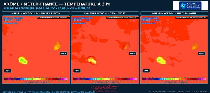  ILES SOEURS: Maurice/Réunion: le 26/09/26 : tendances météo des prochaines 36h 