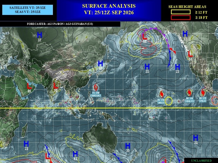 ILES SOEURS: Maurice/Réunion/Rodrigues/Agaléga/Tromelin: relevés & analyses climatologiques du 25/09/26