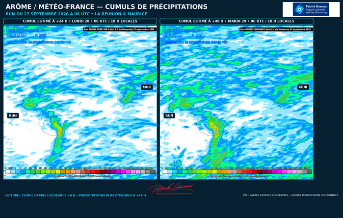 ILES SOEURS: Maurice/Réunion: le 27/09/26 : tendances météo des prochaines 36h ILES SOEURS: Maurice/Réunion: le 27/09/26 : tendances météo des prochaines 36h