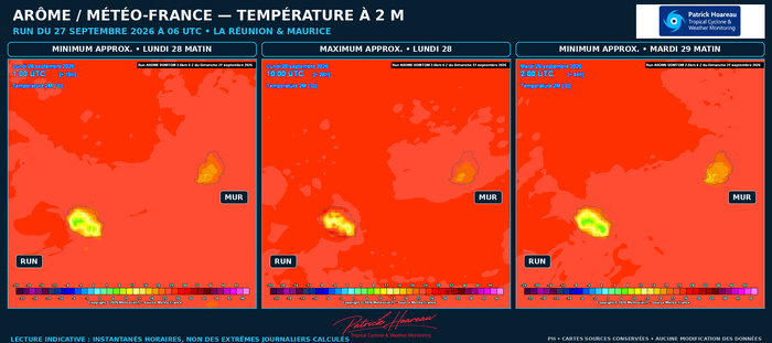 ILES SOEURS: Maurice/Réunion: le 27/09/26 : tendances météo des prochaines 36h
