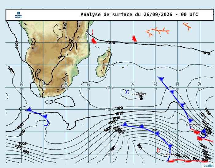 ILES SOEURS: Maurice/Réunion/Rodrigues/Agaléga/Tromelin: relevés & analyses climatologiques du 26/09/26