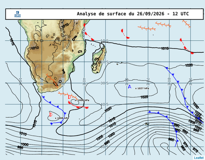 ILES SOEURS: Maurice/Réunion/Rodrigues/Agaléga/Tromelin: relevés & analyses climatologiques du 26/09/26