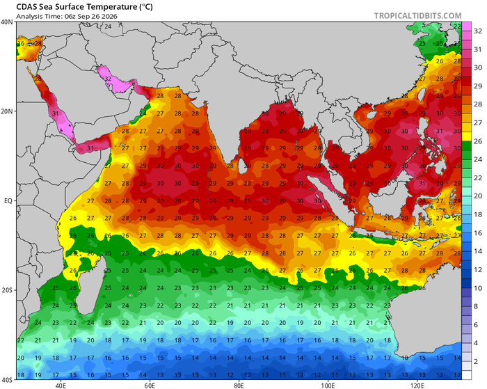 ILES SOEURS: Maurice/Réunion/Rodrigues/Agaléga/Tromelin: relevés & analyses climatologiques du 26/09/26