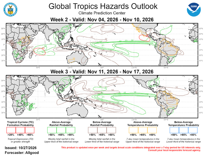 3 Week Tropical Cyclone Formation Probability//10/27/26