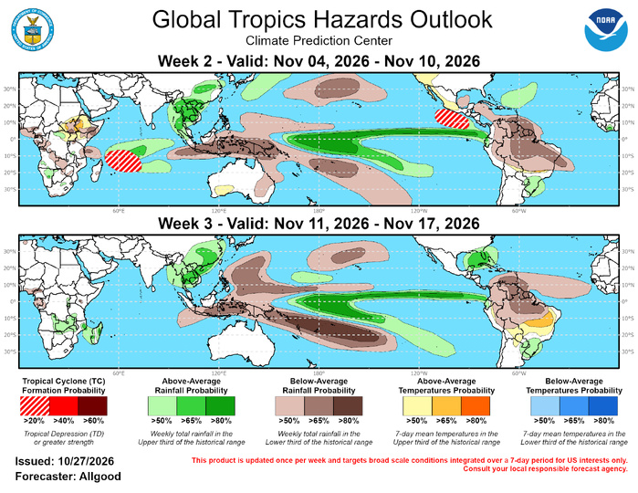 3 Week Tropical Cyclone Formation Probability//10/27/26