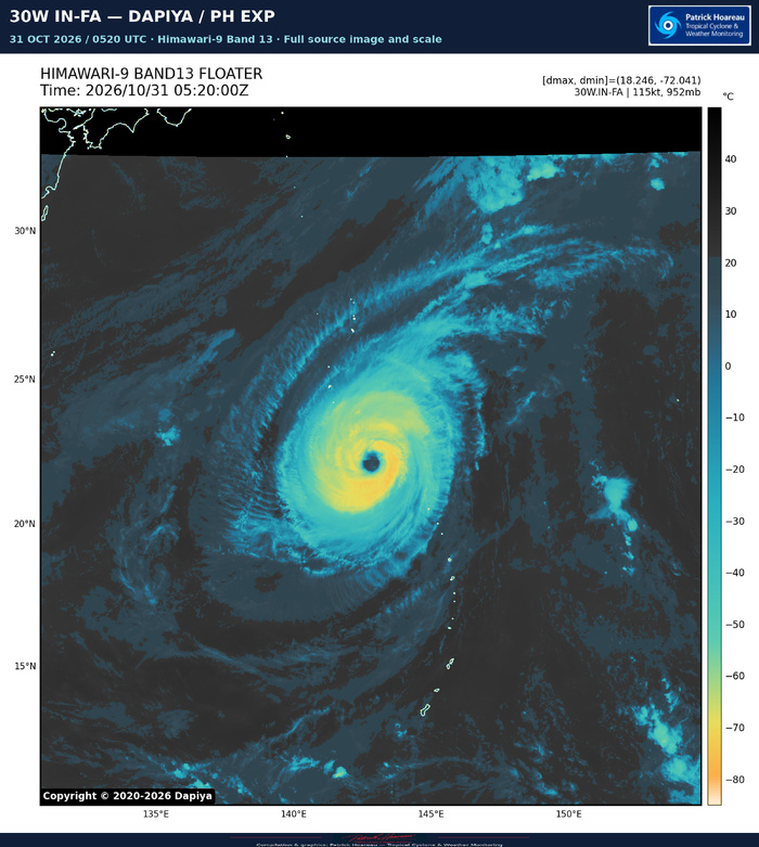 10/31/26 0300 UTC : Typhoon 30W (IN-FA) CAT 4, an impressive eye with mesovortices, a small clockwise loop and gradual weakening ahead 10/31/26 0300 UTC : Typhoon 30W (IN-FA) CAT 4, an impressive eye with mesovortices, a small clockwise loop and gradual weakening ahead