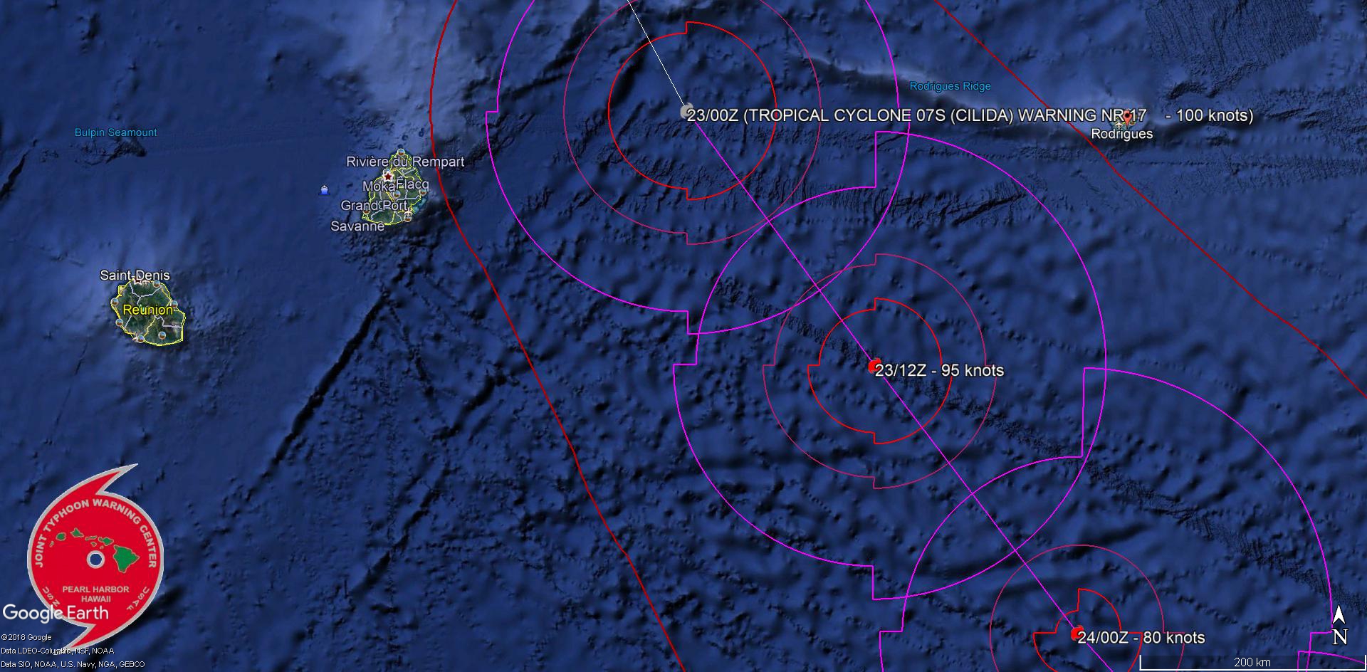Le centre du cyclone intense est passé à quelques 230km des côtes mauriciennes.