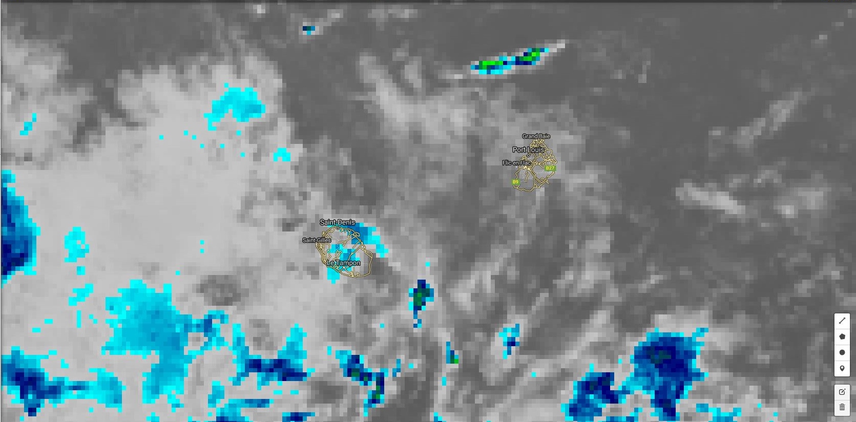 Météosat 20h. Les nuages plus actifs pourraient devenir plus nombreux dans les parages de la Réunion ces prochaines 48H.
