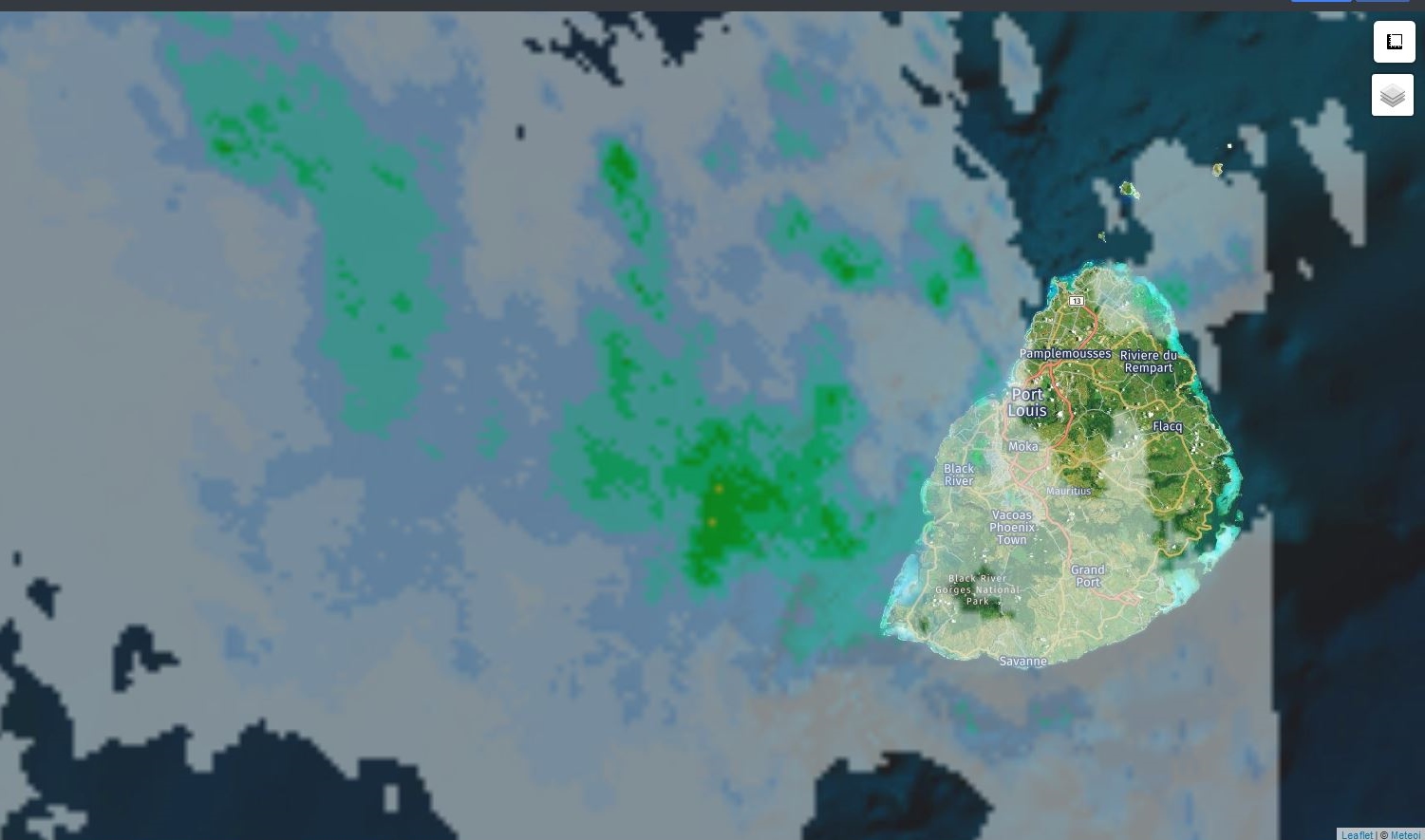 Radar Météo France Réunion à 10h35. Crédit https://www.meteoi.re