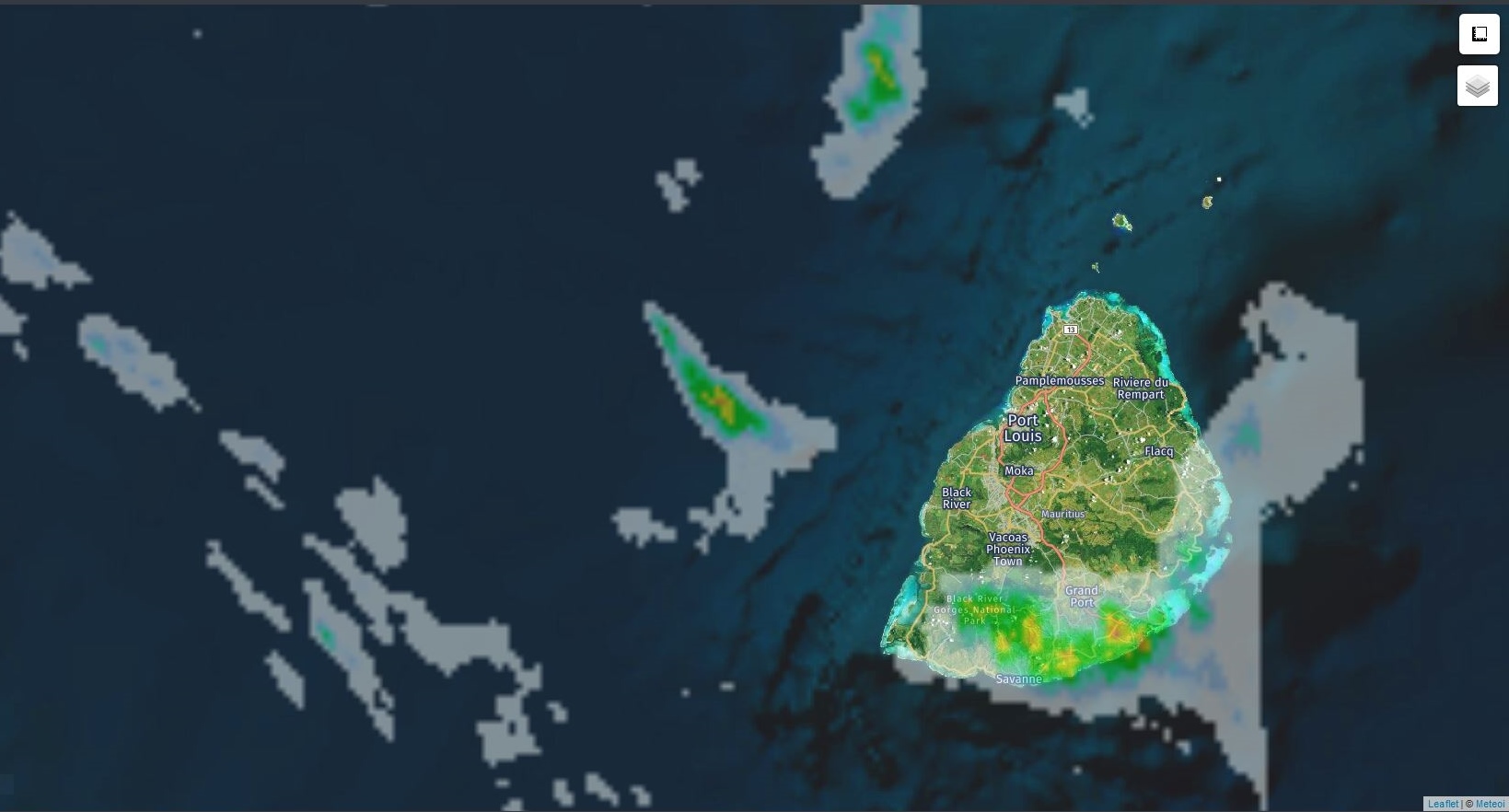 00h30: Radar Météo France Réunion. Crédit image: https://www.meteoi.re
