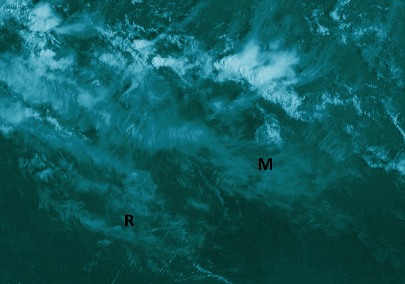 Météosat à 10h. Nombreux nuages élevés dans votre ciel aujourd'hui. Des nuages plus actifs circulent au nord de Maurice. Crédit image: A.Banks, que j'ai "enhanced".