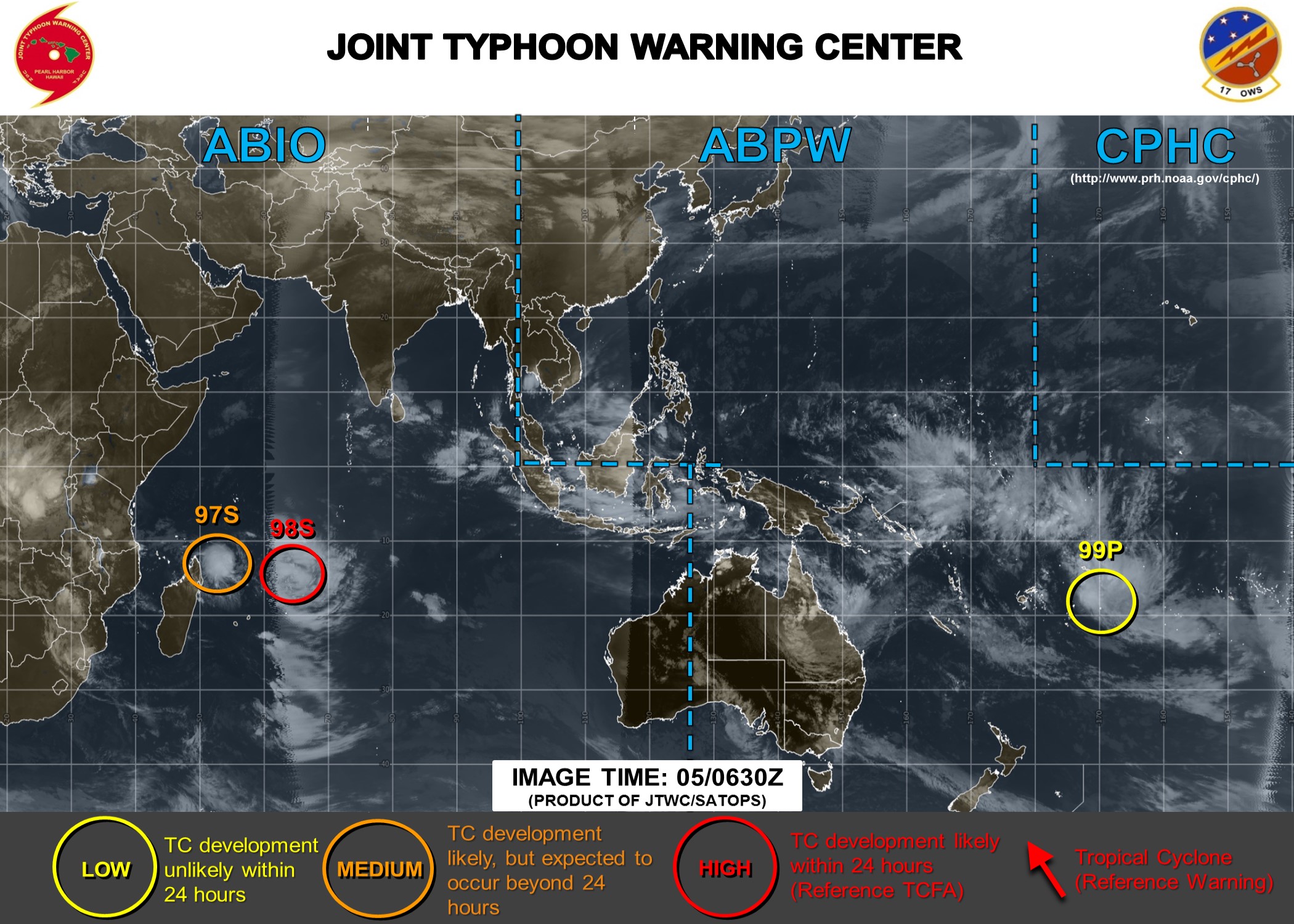 Le JTWC vient de passer 97S en medium car les chances de la voir s'intensifier en dépression tropicale ont augmenté.