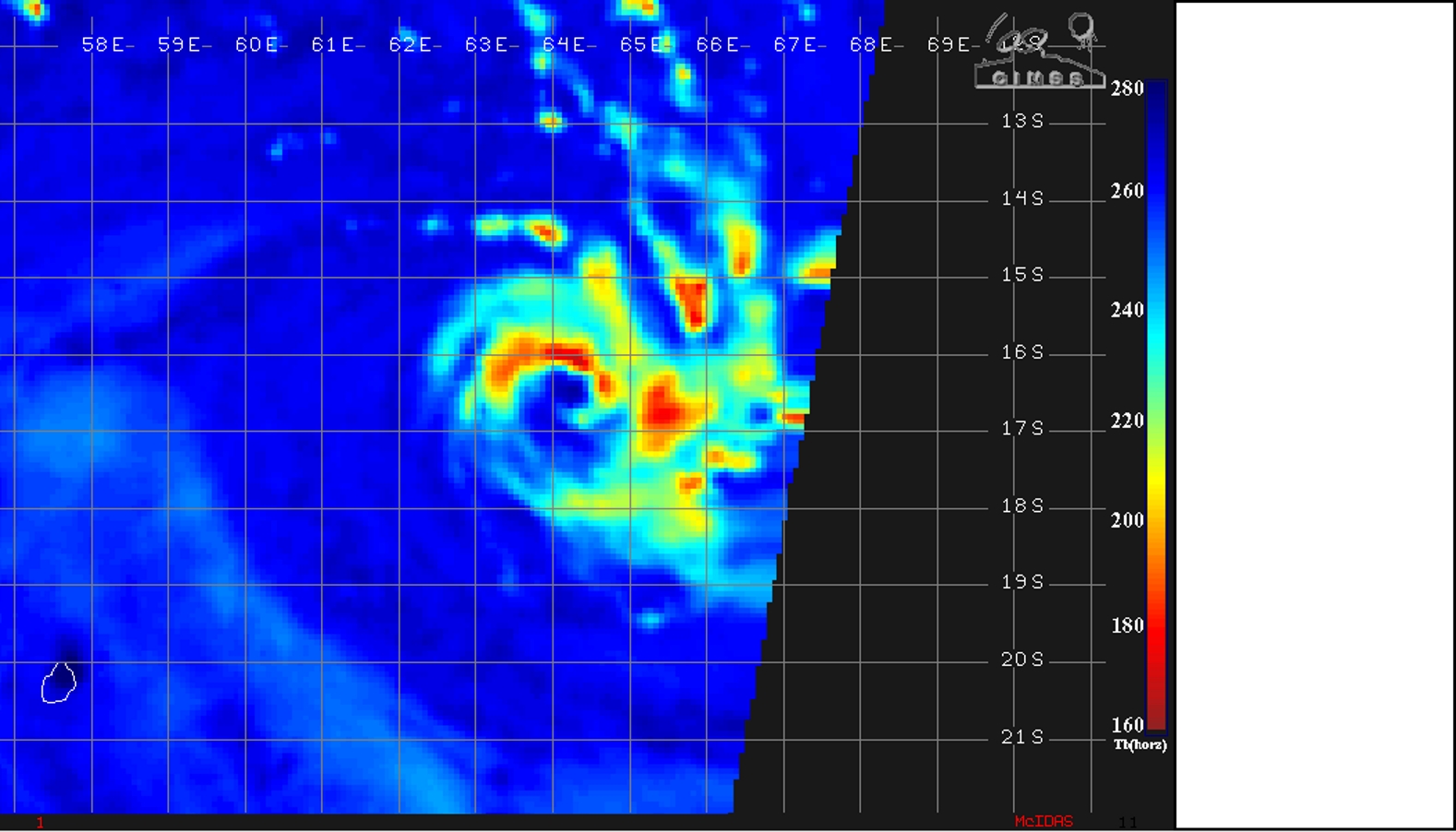 Image micro-ondes de 05h28. L'oeil en formation est bien visible.