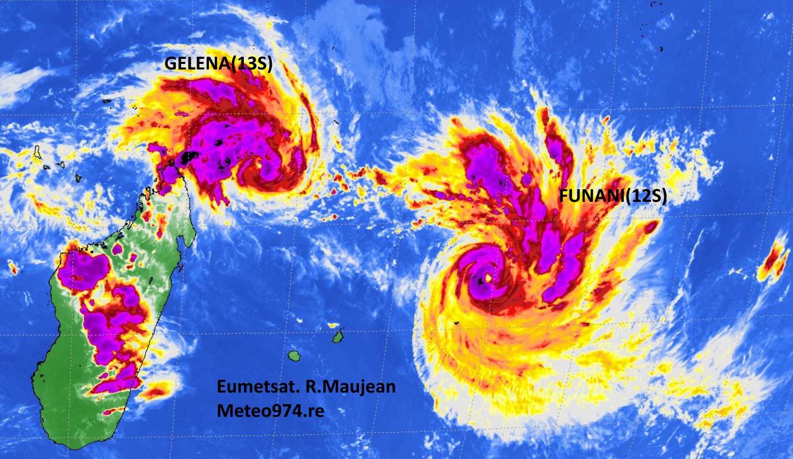 Cyclone Rodrigues Cyclone tropical FUNANI: passage prévu à 220km de Rodrigues en fin de ...