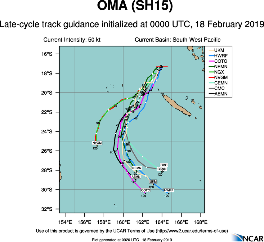 09UTC: OMA reduced to a 45knots cyclone, forecast to intensify gradually next 48hours