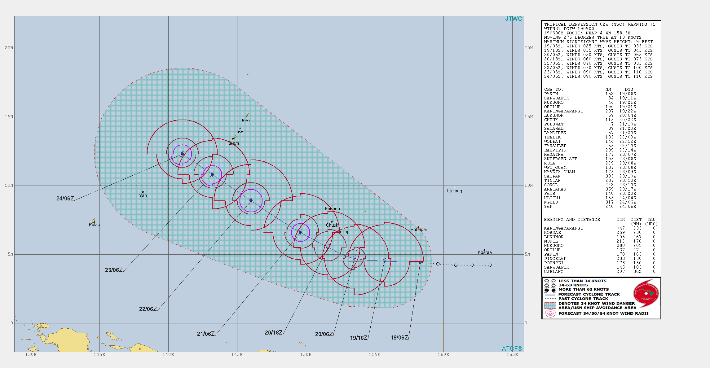 02W expected to intensify rapidly next 4 days while approaching the Yap/Guam area