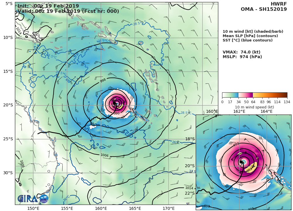 Cyclone OMA(15P) expected to peak as a CAT2 US within the next 24hours