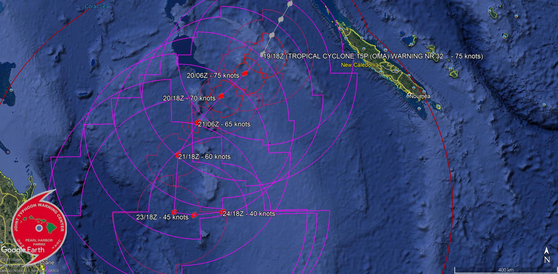 21UTC: cyclone OMA(15P) Category 1 US, no longer expected to intensify