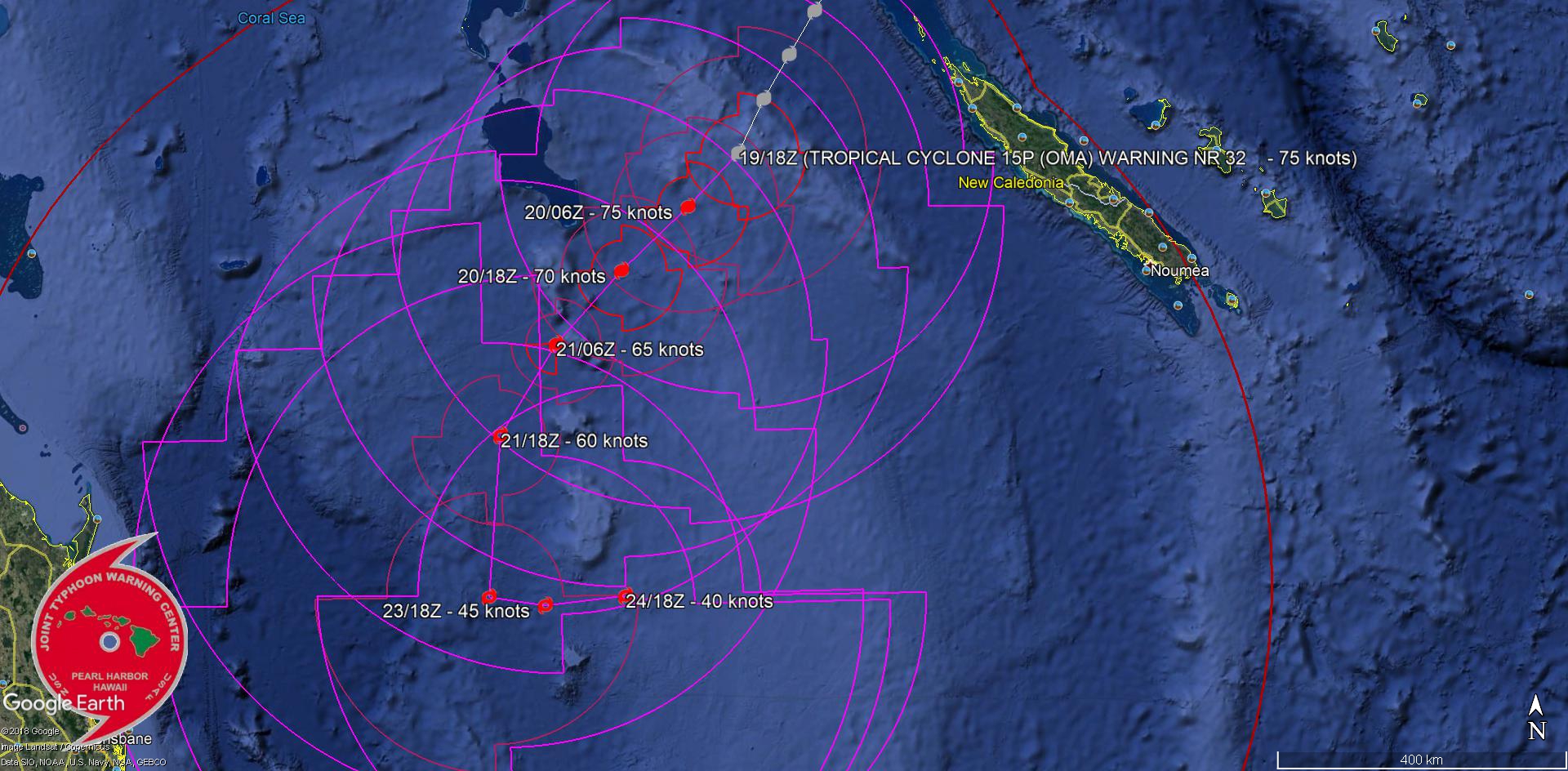 21UTC: cyclone OMA(15P) Category 1 US, no longer expected to intensify