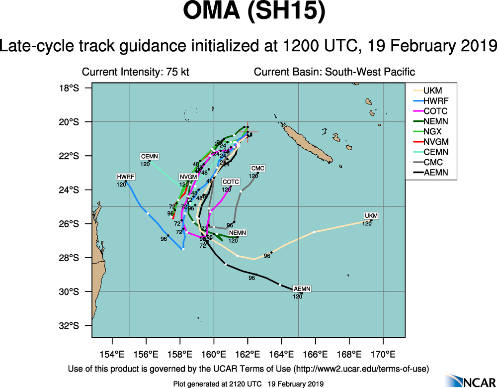 21UTC: cyclone OMA(15P) Category 1 US, no longer expected to intensify