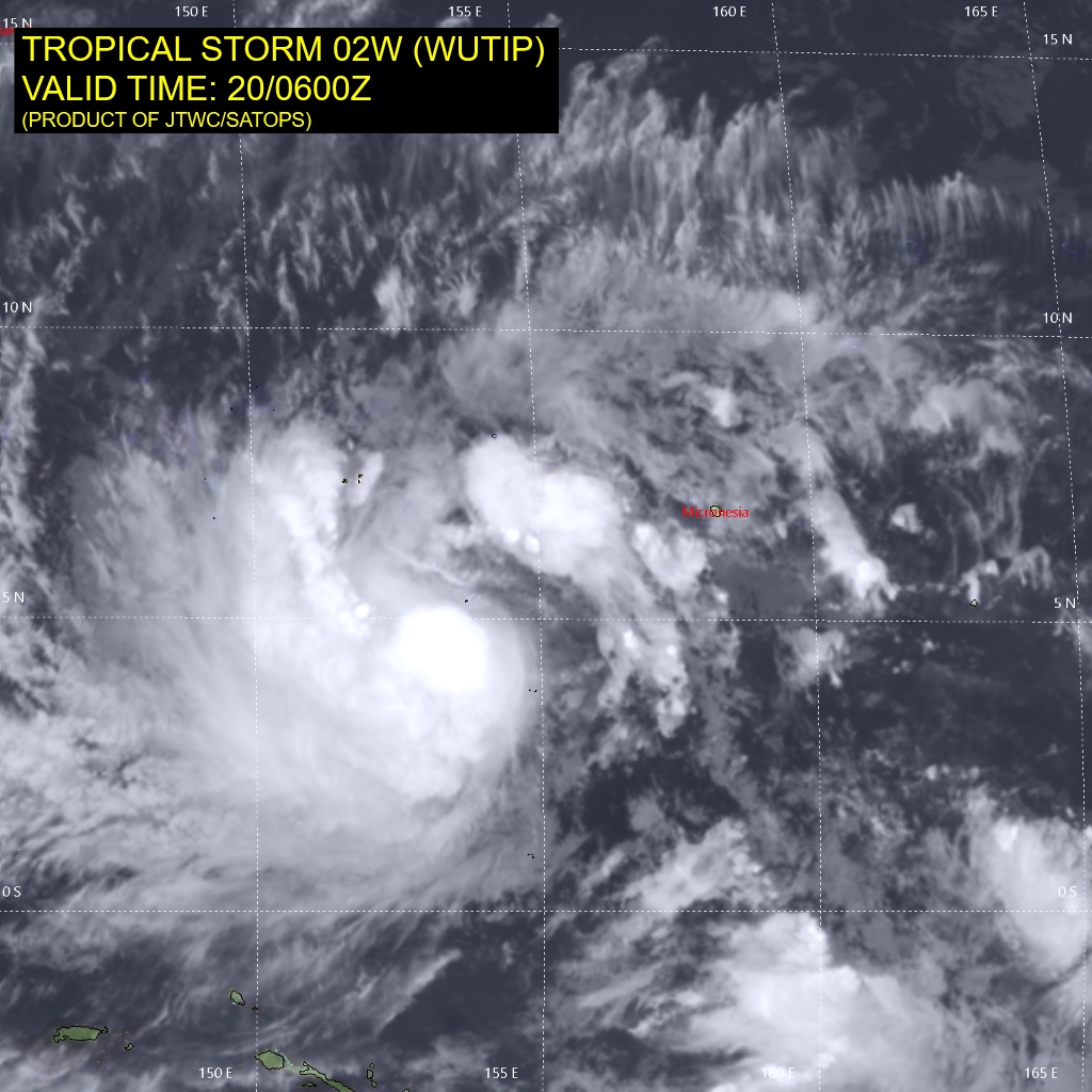 09UTC: WUTIP(02W) forecast to intensify rapidly to a CAT3 US in less than 3 days while approaching the Guam/Yap area