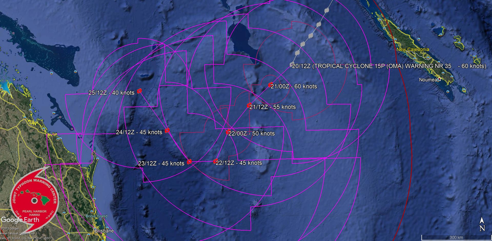 15UTC: cyclone OMA(15P): slow-moving and slowly weakening, changed forecast track after 48hours