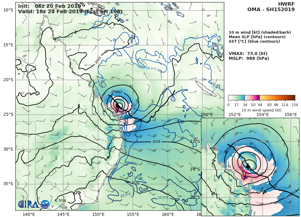 15UTC: cyclone OMA(15P): slow-moving and slowly weakening, changed forecast track after 48hours