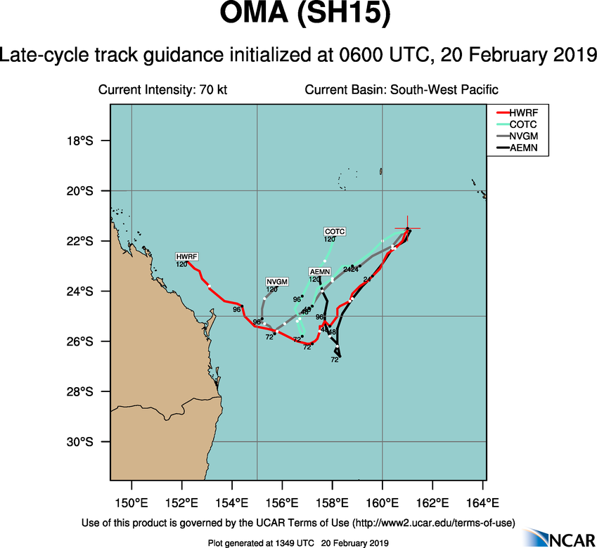 15UTC: cyclone OMA(15P): slow-moving and slowly weakening, changed forecast track after 48hours