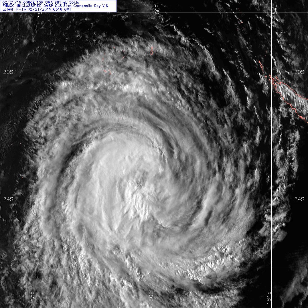 09UTC: cyclone OMA(15P): forecast to dissipate(below 35knots) in 4 days