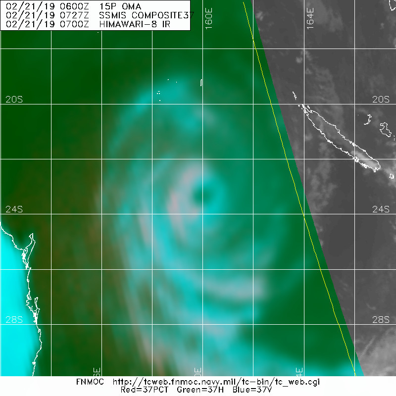 09UTC: cyclone OMA(15P): forecast to dissipate(below 35knots) in 4 days