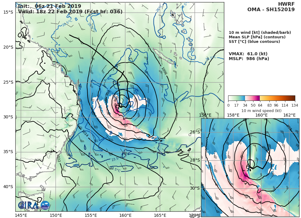 15UTC: cyclone OMA(15P): forecast to dissipate(below 35knots) in 3 days