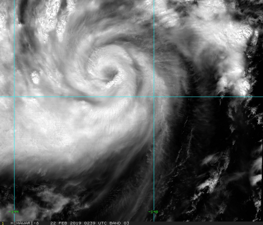 03UTC: typhoon Wutip(02W) Category 2 US, intensifying and approaching Guam area