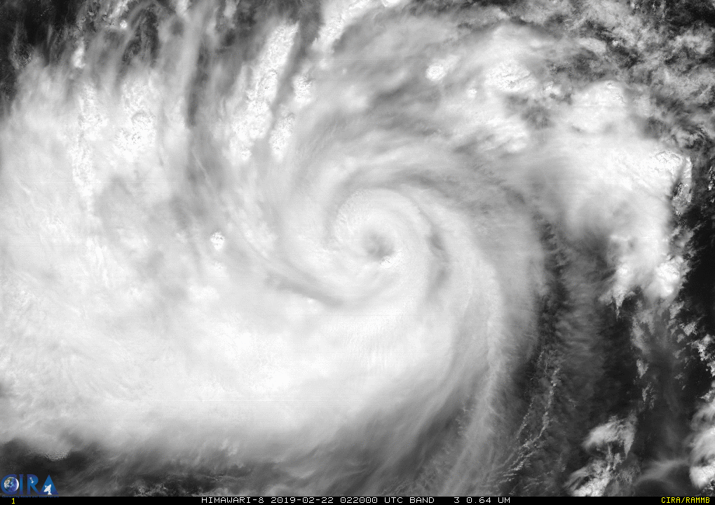 03UTC: typhoon Wutip(02W) Category 2 US, intensifying and approaching Guam area