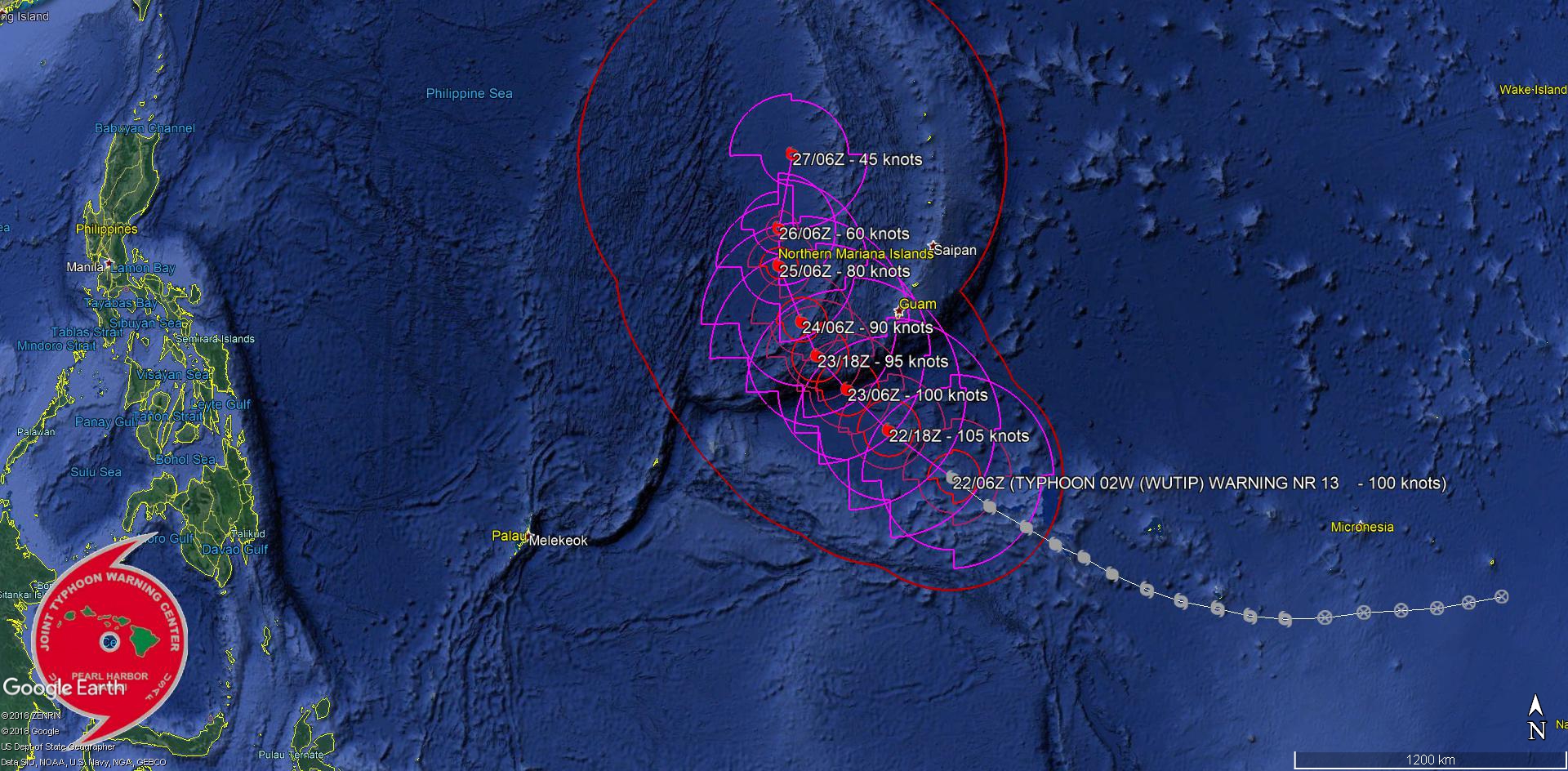 09UTC: typhoon Wutip(02W) is now a Category 3 US and is approaching the Guam area (VIDEO)