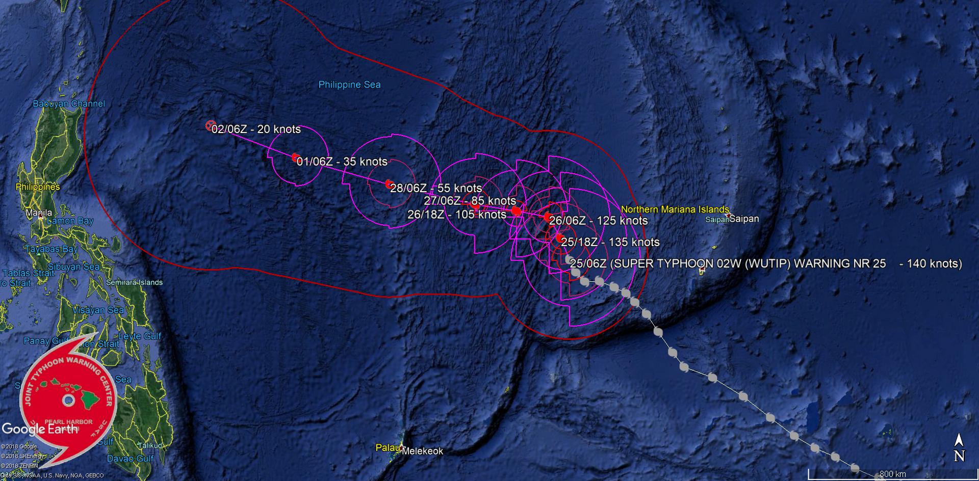 09UTC: exceptional WUTIP(02W) is now a Super Typhoon, Category 5 US...thankfully safely over open seas