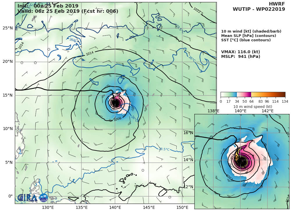 HWRF AT 00UTC: 116KT AT +6H