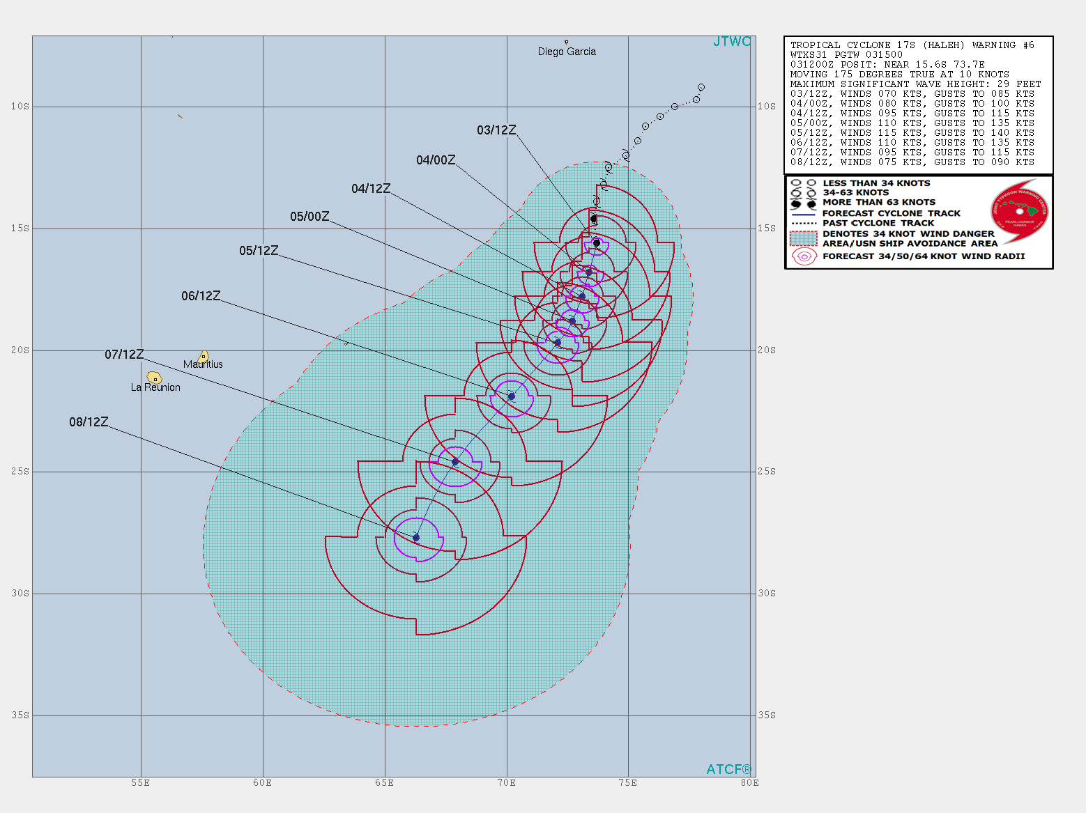 15UTC: TC HALEH(17S) category 1 US, slow-moving, intensifying, possible peak as a category 4 in 48hours