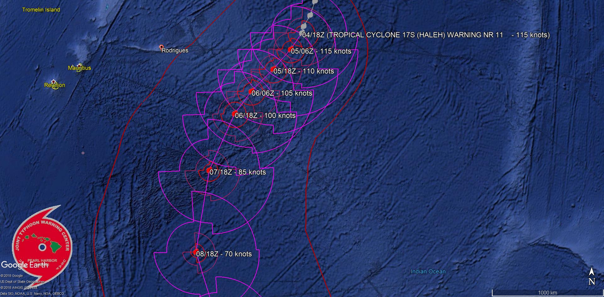 21UTC: TC HALEH(17S) peaking now as a powerful category 4 US safely over open seas