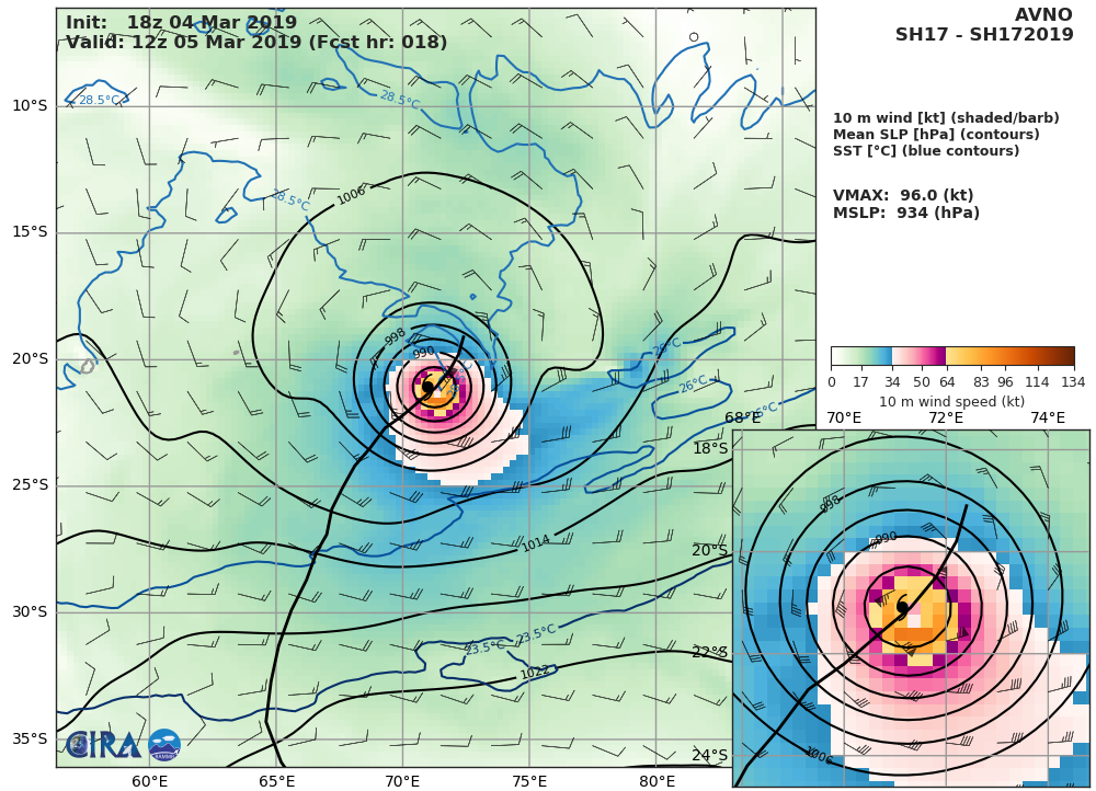 03UTC: TC HALEH(17S) has peaked, now a top category 3 US, forecast to weaken more rapidly after 24hours