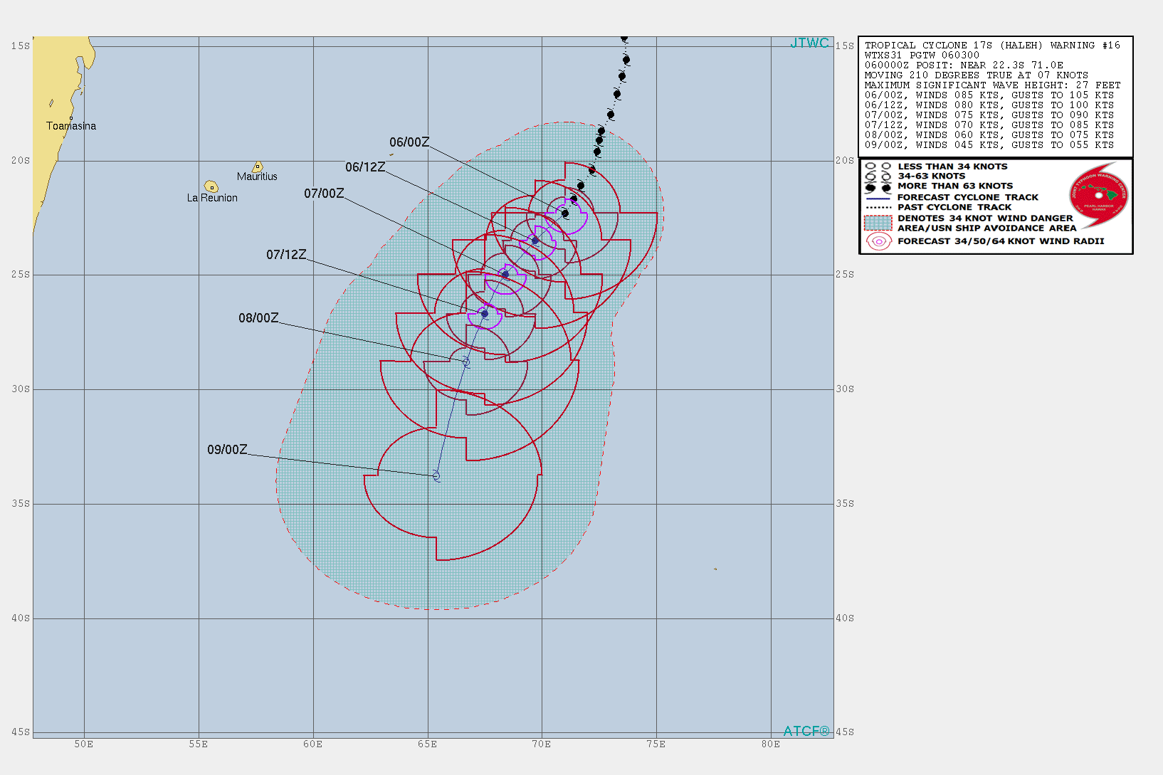 03UTC: TC HALEH(17S) category2 US is weakening but has still a good microwave signature