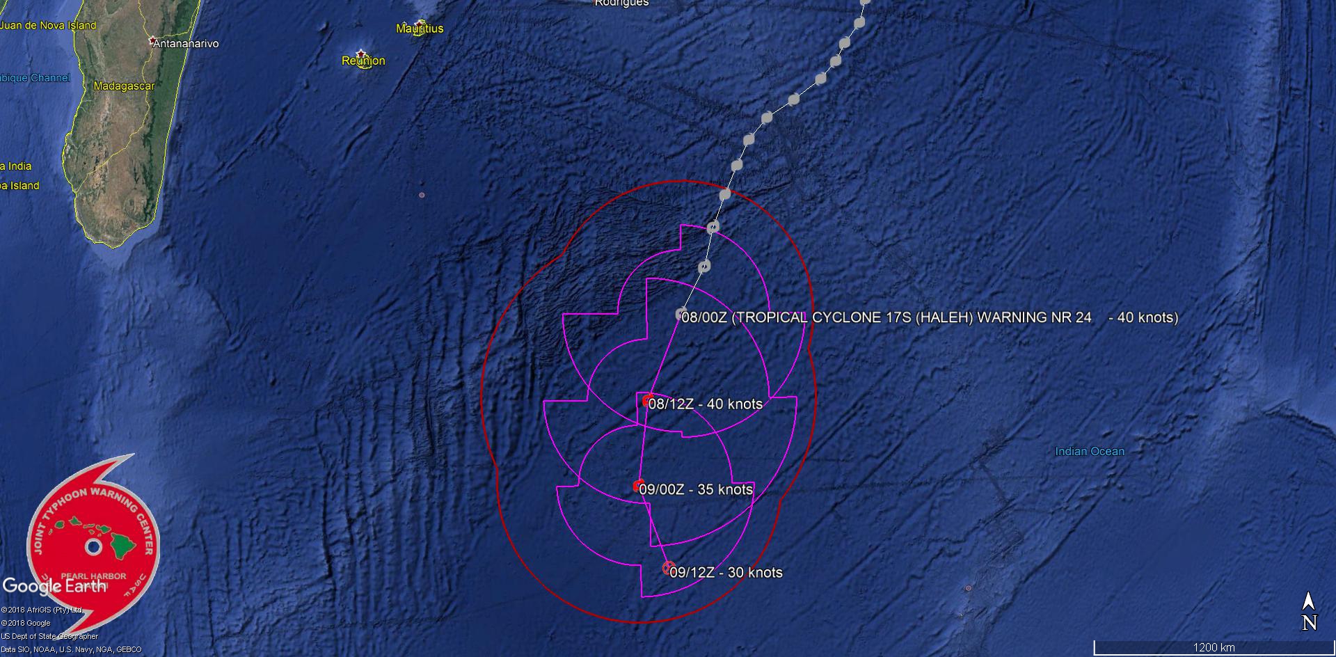 03UTC: TC HALEH(17S)  is weakening rapidly while showing signs of extratropical transition