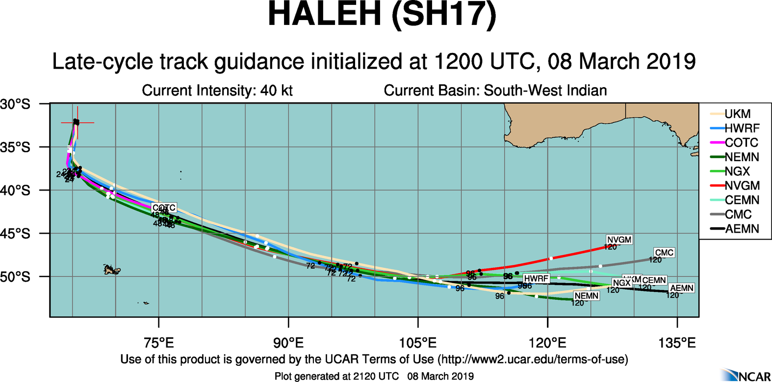 21UTC: TC HALEH(17S) : showing some subtropical characteristics but not a cold-core low yet