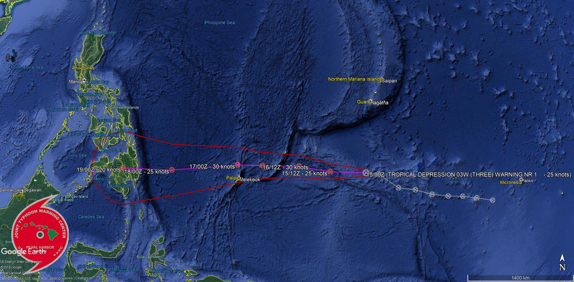 03UTC: tropical depression 03W has formed, not expected to intensify much, heading for the southern Philippines 03UTC: tropical depression 03W has formed, not expected to intensify much, heading for the southern Philippines