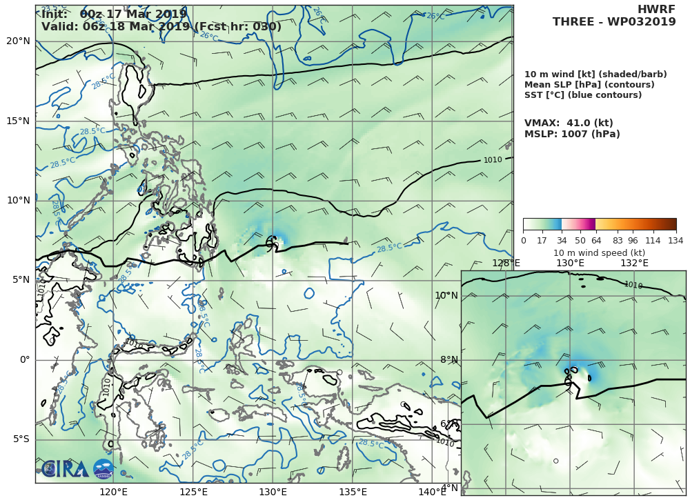 09UTC: Tropical Depression 03W is forecast to dissipate over Mindanao in 48hours