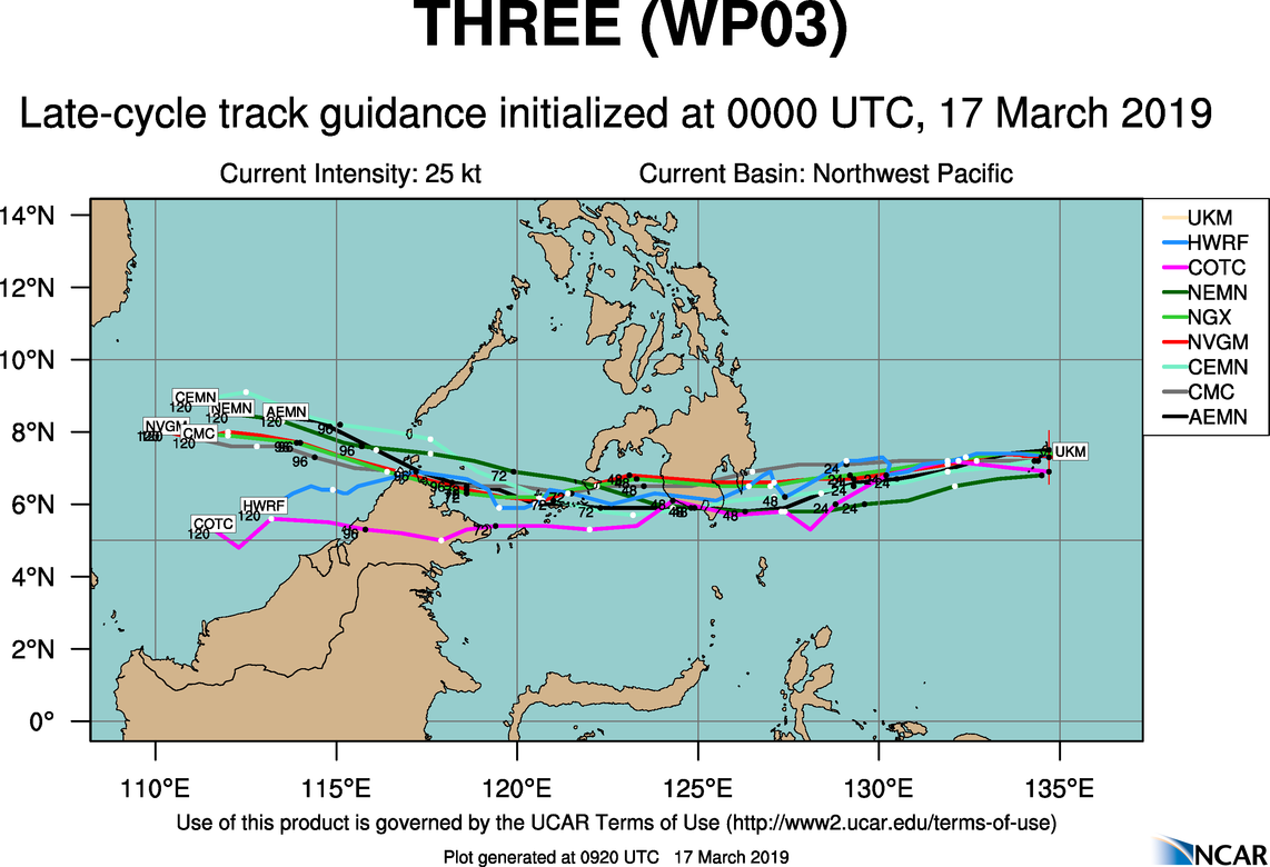 09UTC: Tropical Depression 03W is forecast to dissipate over Mindanao in 48hours