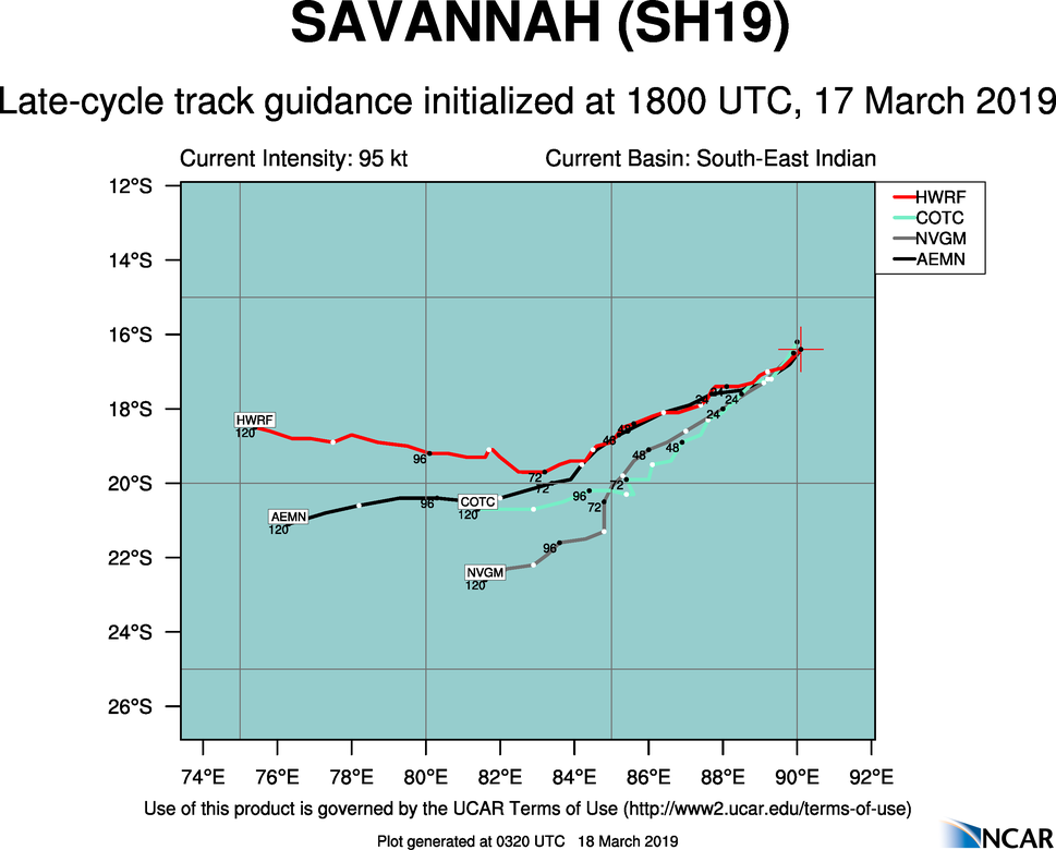 03UTC: TC SAVANNAH(19S) is weakening over the open waters of the South Indian Ocean